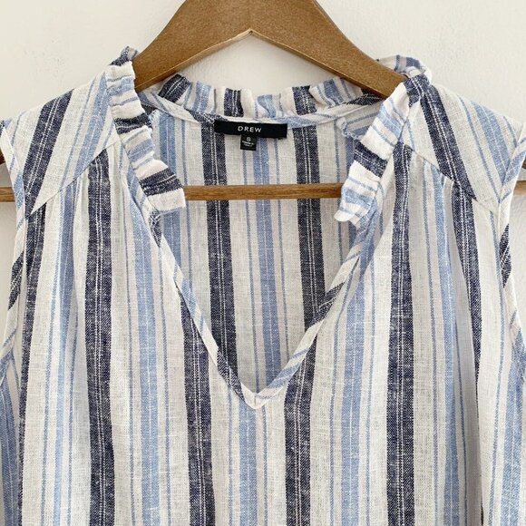 Drew Stella Linen Tank Top Small Striped Sleeveless - Picture 2 of 8